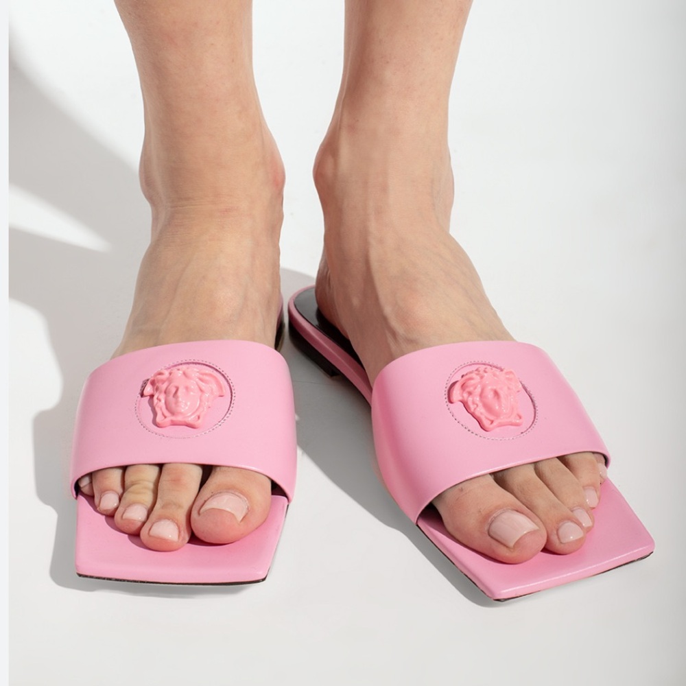 Versace Pink Women's Slide Sandals size 37.5 new with flaw